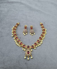 LAFZ Royal Emerald Gold-Plated AD Necklace Set