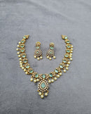 LAFZ Royal Emerald Gold-Plated AD Necklace Set