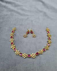 LAFZ Gold-Tone Oval & Floral AD Jewelry Set