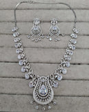 LAFZ  Luxurious Rhodium-Plated AD Paisley Jewellery Set