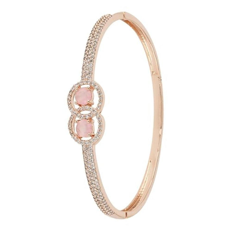 Etnico Rose Gold Plated Cubic Zirconia American Diamond Adjustable Bracelet For Women