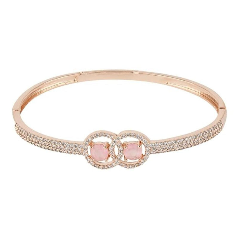 Etnico Rose Gold Plated Cubic Zirconia American Diamond Adjustable Bracelet For Women