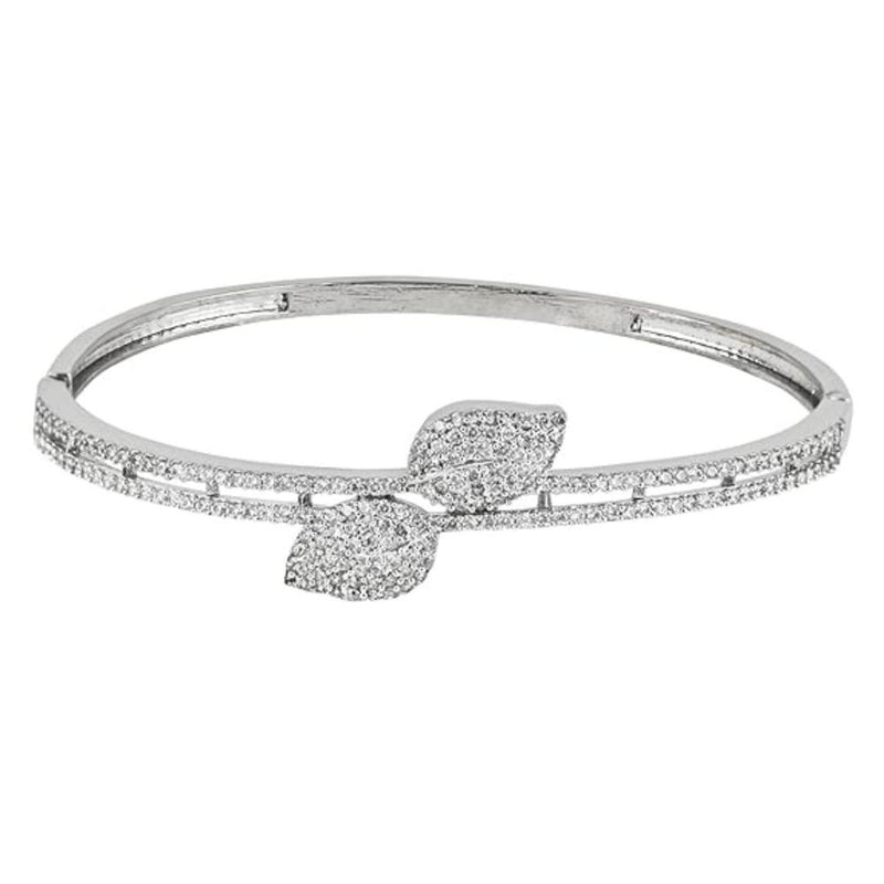 Etnico Silver Plated Cubic Zirconia American Diamond Adjustable Bracelet For Women