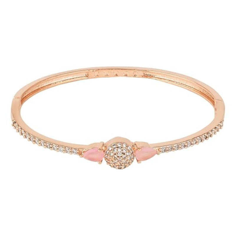 Etnico Rose Gold Plated Cubic Zirconia American Diamond Adjustable Bracelet For Women