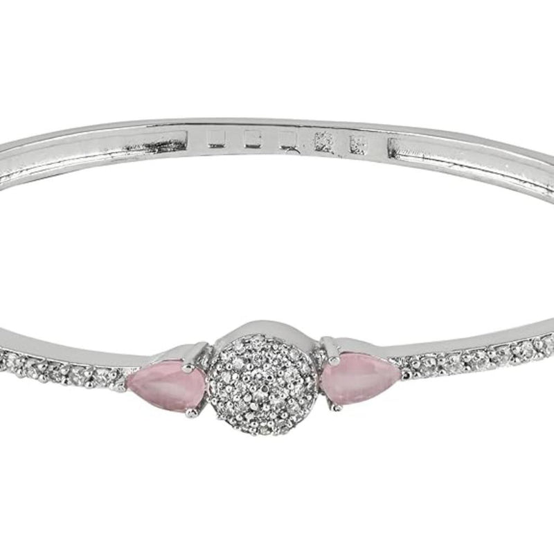 Etnico Silver Plated Cubic Zirconia American Diamond Adjustable Bracelet For Women