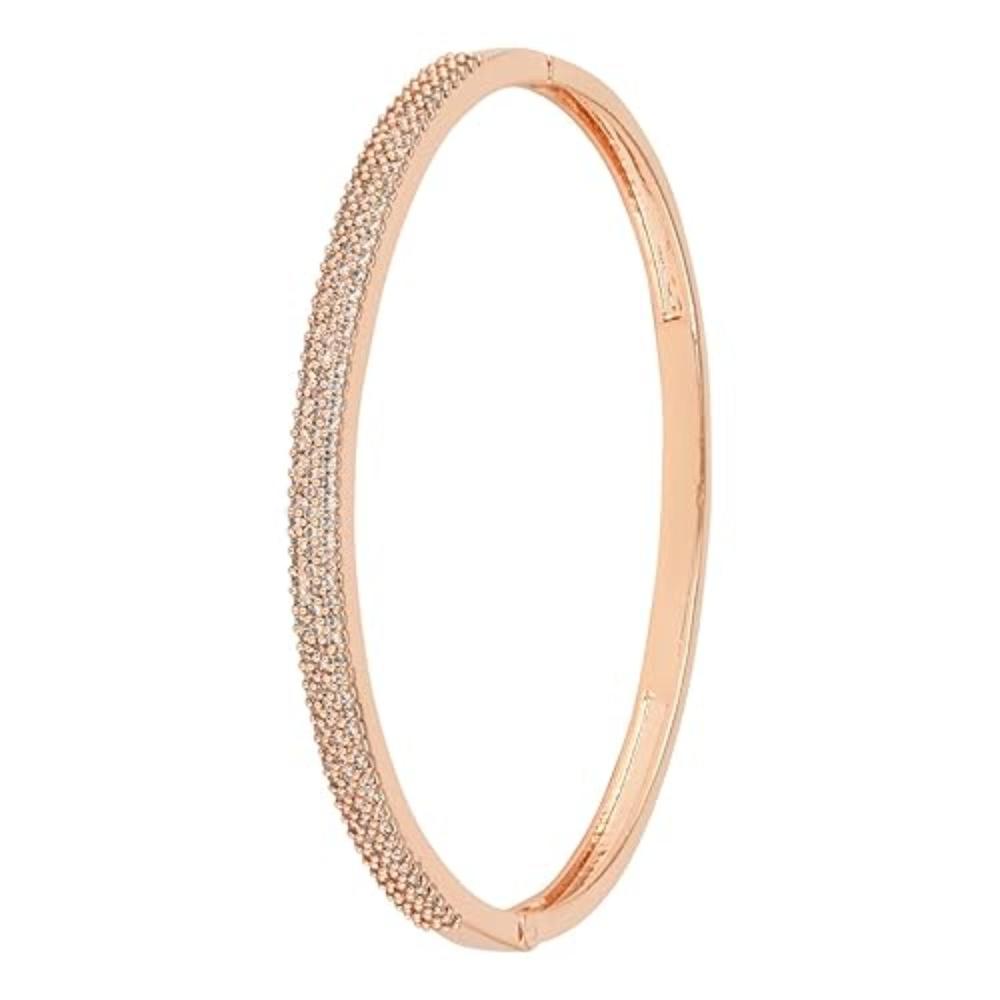 Etnico Rose Gold Plated Cubic Zirconia American Diamond Adjustable Bracelet For Women