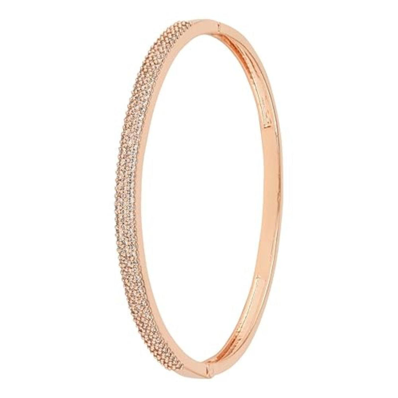 Etnico Rose Gold Plated Cubic Zirconia American Diamond Adjustable Bracelet For Women