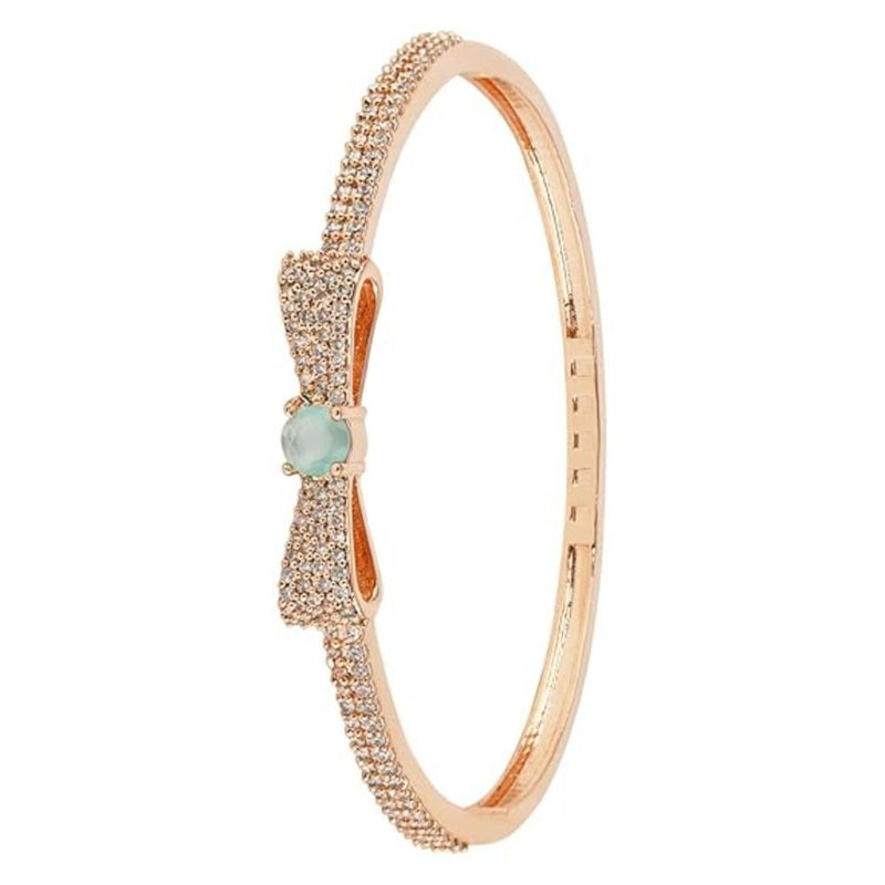 Etnico Rose Gold Plated Cubic Zirconia American Diamond Adjustable Bracelet For Women