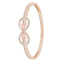 Etnico Rose Gold Plated Cubic Zirconia American Diamond Adjustable Bracelet For Women