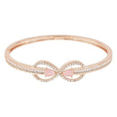 Etnico Rose Gold Plated Cubic Zirconia American Diamond Adjustable Bracelet For Women
