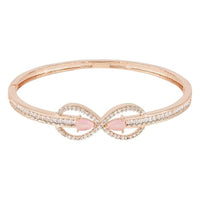 Etnico Rose Gold Plated Cubic Zirconia American Diamond Adjustable Bracelet For Women