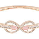 Etnico Rose Gold Plated Cubic Zirconia American Diamond Adjustable Bracelet For Women