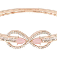 Etnico Rose Gold Plated Cubic Zirconia American Diamond Adjustable Bracelet For Women
