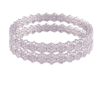Etnico Traditional Silver Plated Floral Brass Bangles Encased With CZ American Diamonds For Women/Girls (ADB300S-a) (Set of 2)
