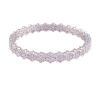 Etnico Traditional Silver Plated Floral Brass Bangles Encased With CZ American Diamonds For Women/Girls (ADB300S-a) (Set of 2)