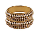 Etnico Gold Plated Light Weight Traditional Stylish Pearl Kundan Studded Kada Bangles for Women (Pack of 2) (ADB428FL-a)