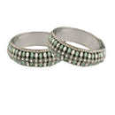 Etnico Rhodium Plated Light Weight Traditional Stylish Pearl Kundan Studded Kada Bangles for Women (Pack of 2) (ADB428ZMin-a)