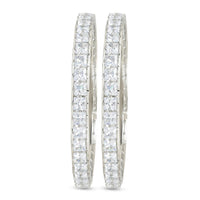 Etnico Silver Plated Thick Brass Bangles Encased With CZ American Diamonds For Women/Girls (ADB458S-2.4)(Set of 2)