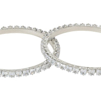 Etnico Silver Plated Thick Brass Bangles Encased With CZ American Diamonds For Women/Girls (ADB461S) (Set of 2)