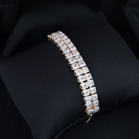 Etnico Stylish Rose Gold Plated Cubic Zirconia American Diamond Adjustable Bracelet For Women & Girls