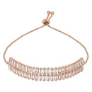 Etnico Stylish Rose Gold Plated Cubic Zirconia American Diamond Adjustable Bracelet For Women & Girls