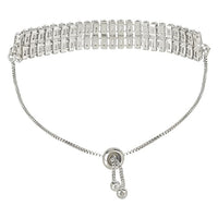 Etnico Stylish Silver Plated Cubic Zirconia American Diamond Adjustable Bracelet For Women & Girls