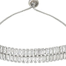 Etnico Stylish Silver Plated Cubic Zirconia American Diamond Adjustable Bracelet For Women & Girls
