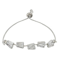 Etnico Stylish Silver Plated Cubic Zirconia American Diamond Adjustable Bracelet For Women & Girls