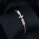 Etnico Stylish Rose Gold Plated Cubic Zirconia American Diamond Adjustable Bracelet For Women