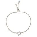 Etnico Stylish Silver Plated Cubic Zirconia American Diamond Adjustable Bracelet For Women