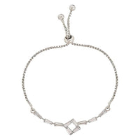 Etnico Stylish Silver Plated Cubic Zirconia American Diamond Adjustable Bracelet For Women