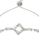 Etnico Stylish Silver Plated Cubic Zirconia American Diamond Adjustable Bracelet For Women