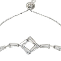 Etnico Stylish Silver Plated Cubic Zirconia American Diamond Adjustable Bracelet For Women