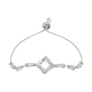 Etnico Stylish Silver Plated Cubic Zirconia American Diamond Adjustable Bracelet For Women