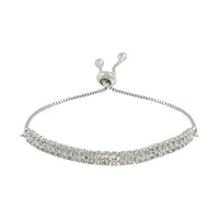 Etnico Stylish Silver Plated Cubic Zirconia American Diamond Adjustable Bracelet For Women