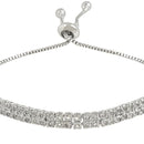 Etnico Stylish Silver Plated Cubic Zirconia American Diamond Adjustable Bracelet For Women