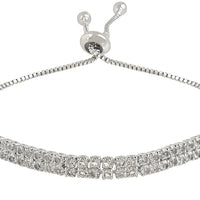 Etnico Stylish Silver Plated Cubic Zirconia American Diamond Adjustable Bracelet For Women