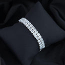 Etnico Stylish Silver Plated Cubic Zirconia American Diamond Special Adjustable Bracelet For Women