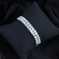 Etnico Stylish Silver Plated Cubic Zirconia American Diamond Special Adjustable Bracelet For Women