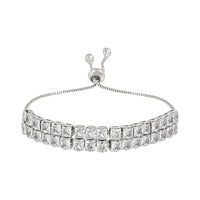 Etnico Stylish Silver Plated Cubic Zirconia American Diamond Special Adjustable Bracelet For Women