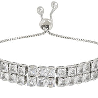 Etnico Stylish Silver Plated Cubic Zirconia American Diamond Special Adjustable Bracelet For Women