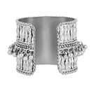 Etnico Navratri Ethnic Silver Oxidised Adjustable Afghani Ghungroo Cuff Kada Bracelet For Women (Style 2)