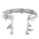Etnico Navratri Ethnic Silver Oxidised Afghani Boho Cowrie Shell Adjustable Cuff Kada Bracelet For Women (Style 2)