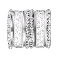 Etnico Navratri Ethnic Stylish Latest Fashion Silver Plated Stone Work Bangles Set For Women(ADB528)