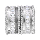 Etnico Ethnic Stylish Latest Fashion Silver Plated Mirror Work Bangles Set For Women (ADB530)