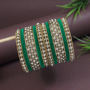 Etnico Gold Plated Traditional Royal Emerald Velvet Chuda Bangle Set Kada for Bridal/Women