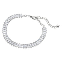 Etnico Stylish Silver Plated Cubic Zirconia American Diamond Adjustable Bracelet For Women