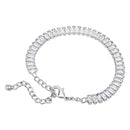 Etnico Stylish Silver Plated Cubic Zirconia American Diamond Adjustable Bracelet For Women