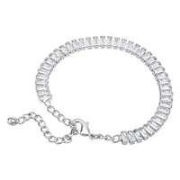 Etnico Stylish Silver Plated Cubic Zirconia American Diamond Adjustable Bracelet For Women