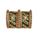 Etnico Gold Plated Traditional Silk Thread Elegant Bangles Chuda Bangle Set for Bridal/Women